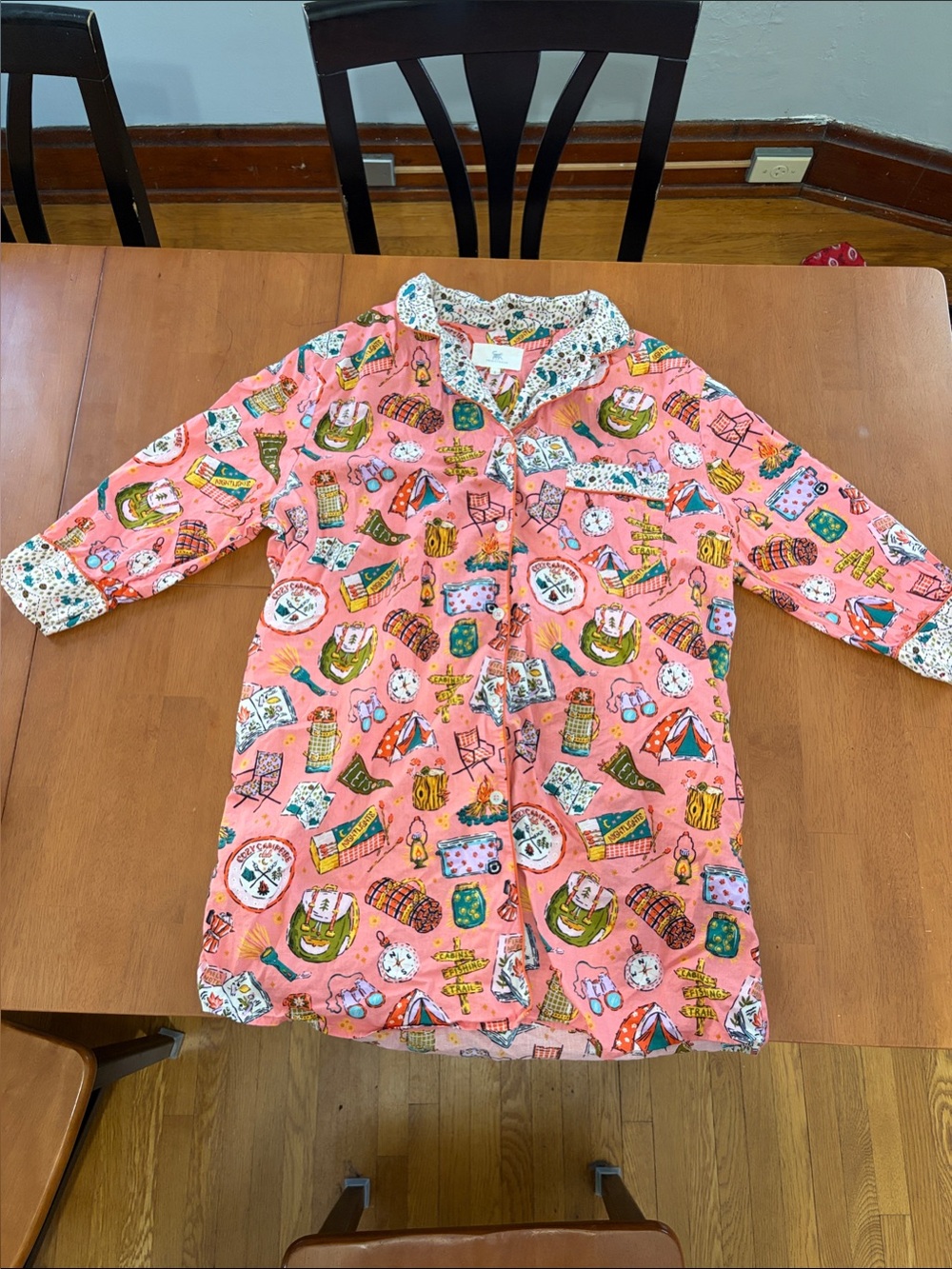 Printfresh Pink Camping Print Women nightgown